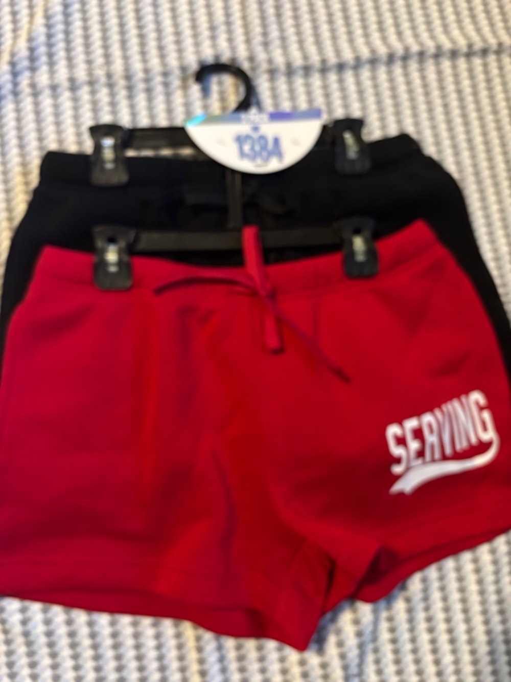 Red Athletic Shorts with Drawstring - Serving Graphic